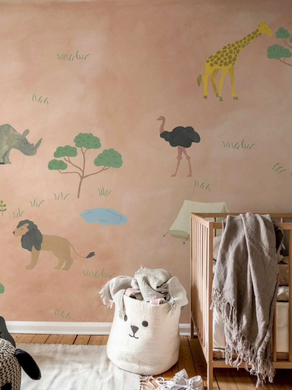 Nursery Peel-and-Stick Animal Safari Wallpaper